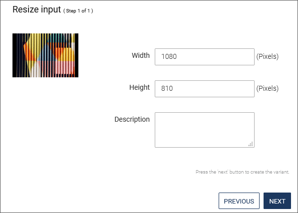 Dimensions input